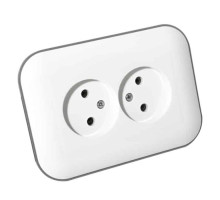 Розетка подвійна без заземлення LOFT білий+сірий