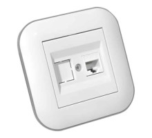 Розетка комп'ютерна (CAT6) LOFT білий+сірий