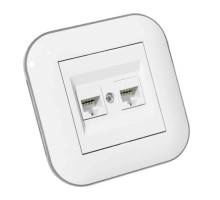 Розетка комп'ютерна двійна (CAT6) LOFT білий+сірий
