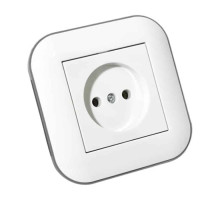 Розетка одинарна без заземлення LOFT білий+сірий
