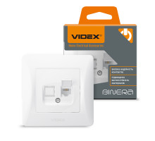 Розетка CAT3 одинарна телефонна біла VIDEX BINERA