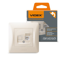 Розетка CAT3 одинарна телефонна кремова VIDEX BINERA