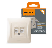 Розетка CAT6+CAT6 комп'ютерна подвійна кремова VIDEX BINERA