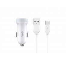 Автомобільний зарядний пристрій HAVIT HV-ST852 2USB + кабель Type-C
