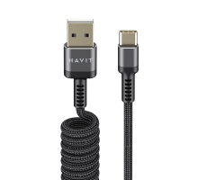 Кабель спіральний USB Type-C HAVIT HV-CB6252 2.4A 1.5м