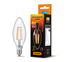 LED лампа VIDEX Filament C37FD 4W E14 4100K дімерна