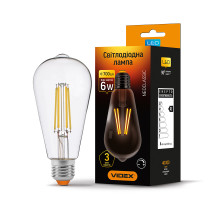 LED лампа VIDEX Filament ST64FD 6W E27 4100K  дімерна