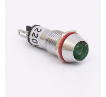 Світлодіодний індикатор металевий AD22C-10 220v AС, зелений