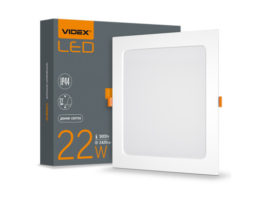 LED світильник Back вбудований квадрат VIDEX 22W 5000K