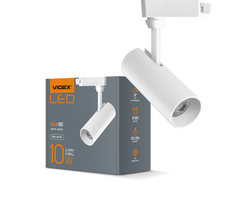 LED світильник трековий VIDEX 10W 4100K білий
